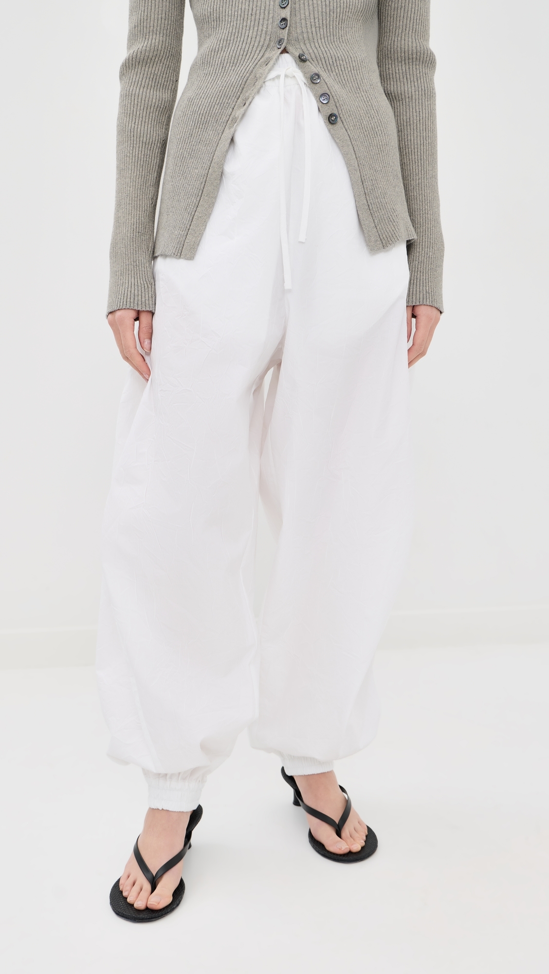 Crushed Cotton Volume Trousers Optic White