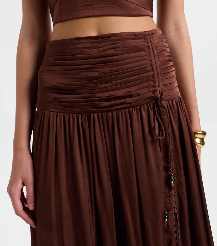 Carla pleated satin maxi skirt