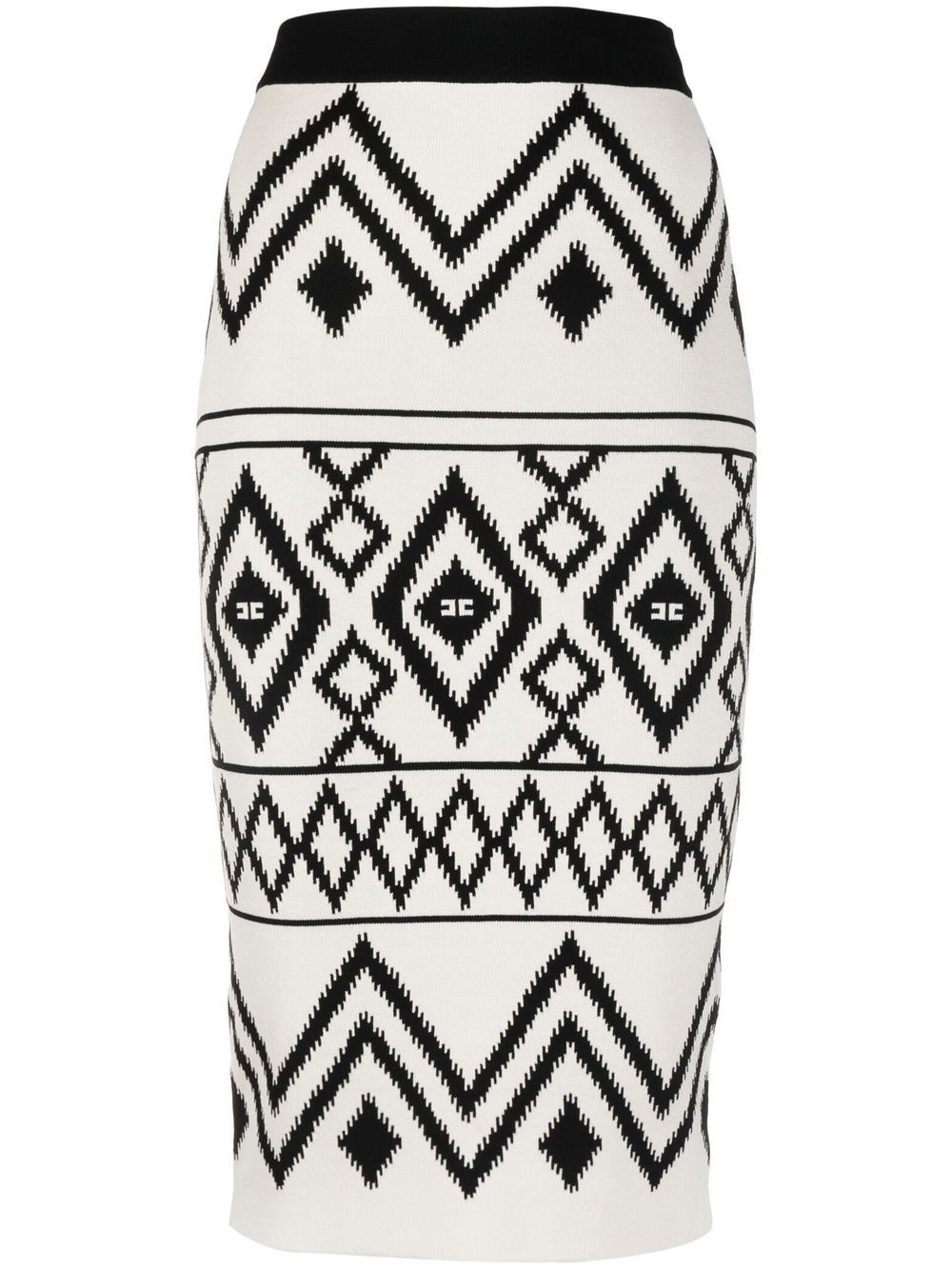 Rhombus-print fitted skirt - Neutrals