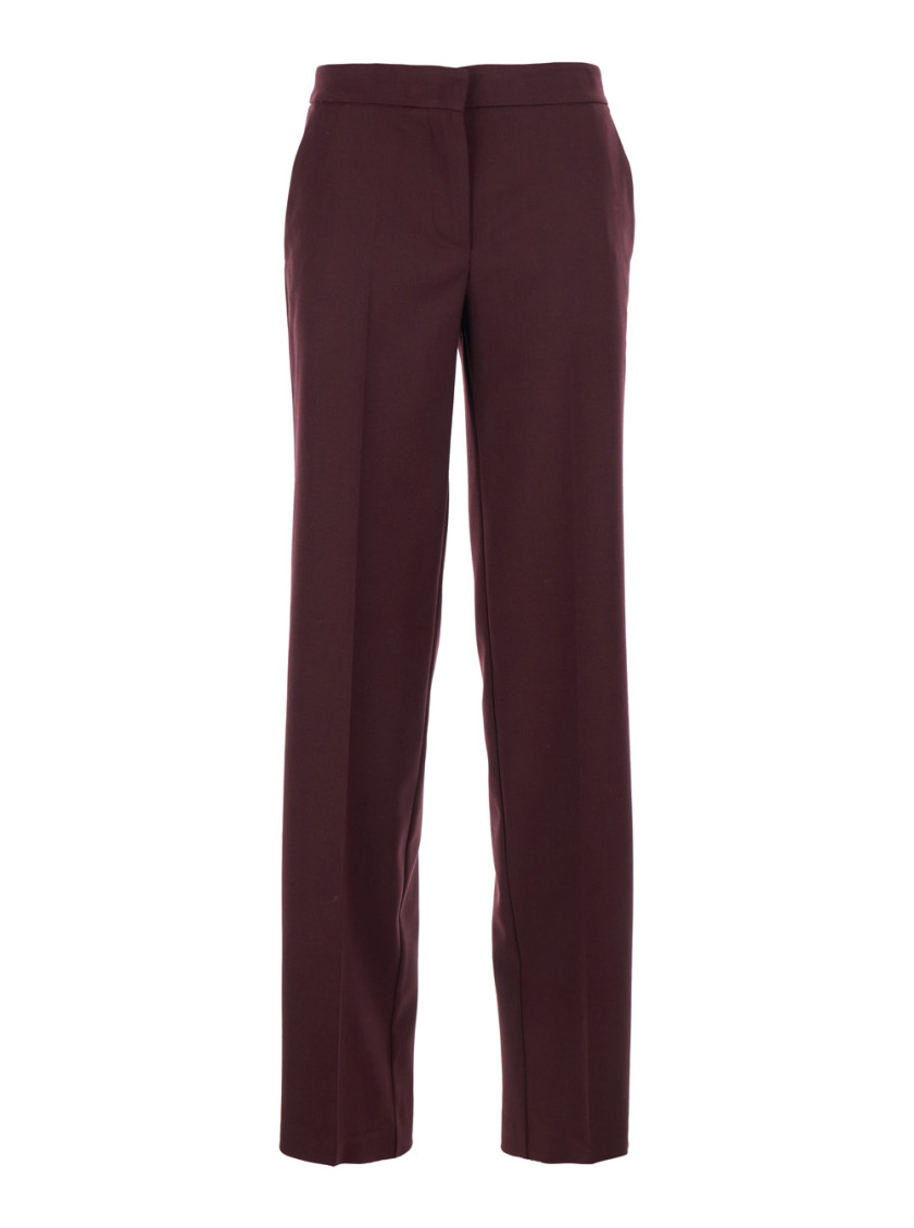 Violet Pants With Concealed Front Closure And Logo Plaque On The Rear In Wool Blend Stretch Woman