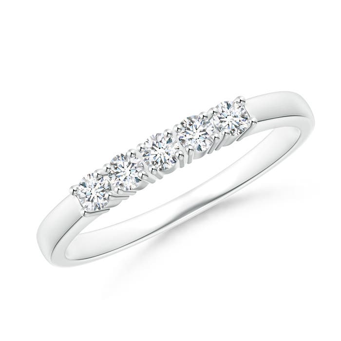 Angara 0.26 CTW Lab-Grown Five Stone 4-Prong Set Diamond Wedding Ring in 14K White Gold