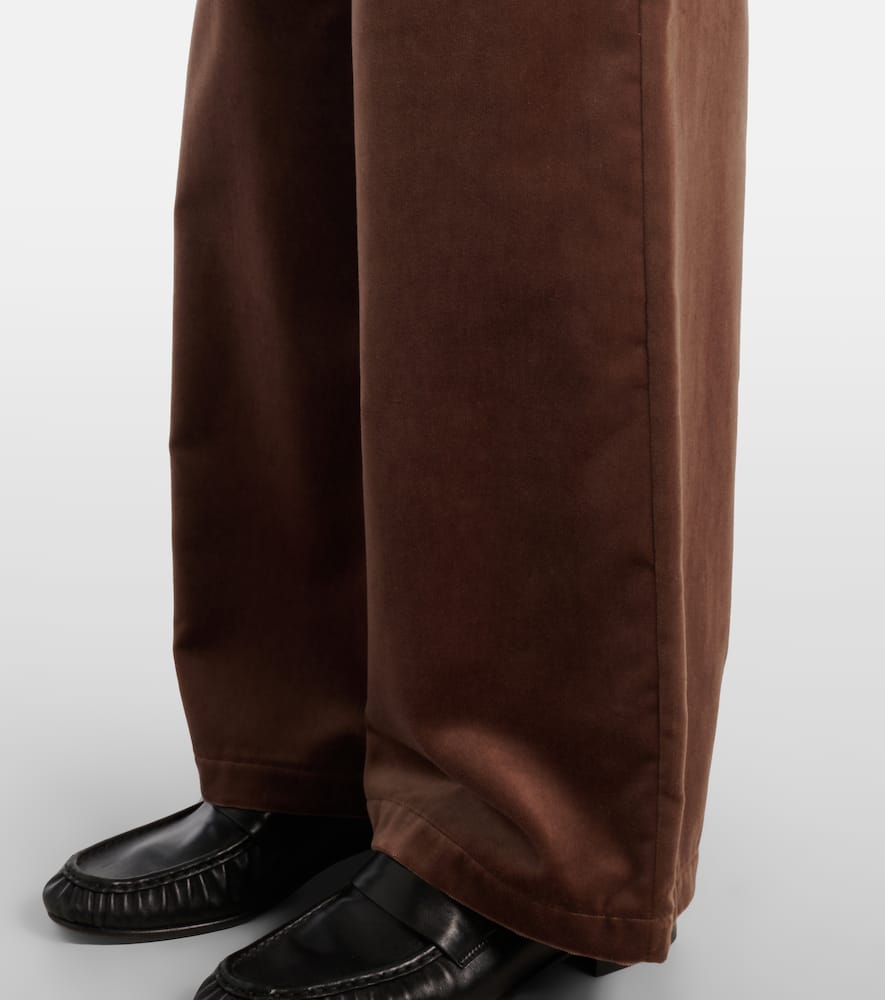 High-rise cotton velvet wide-leg pants