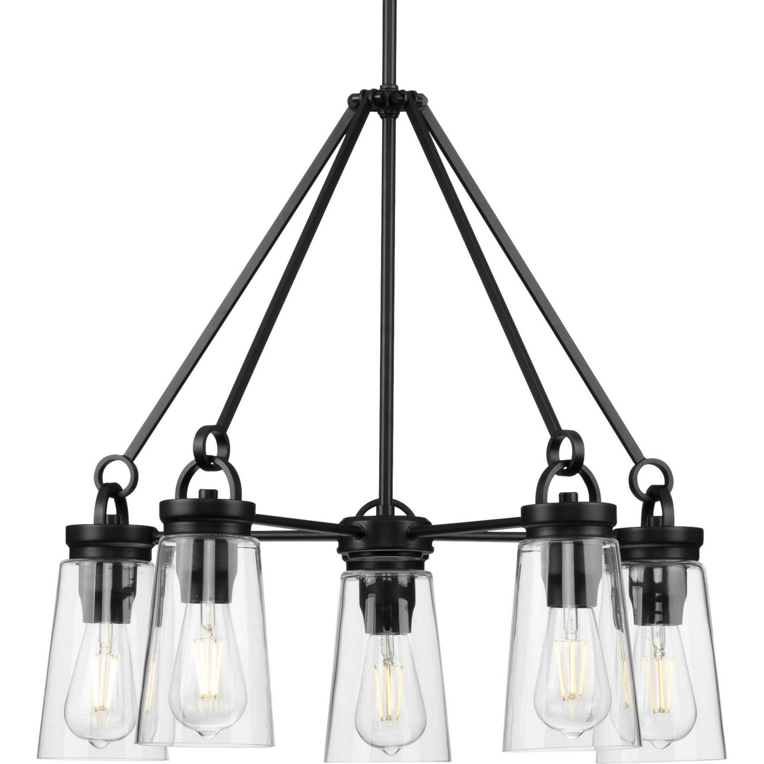 Matte Black Five Light Chandelier from the Stockbrace Collection