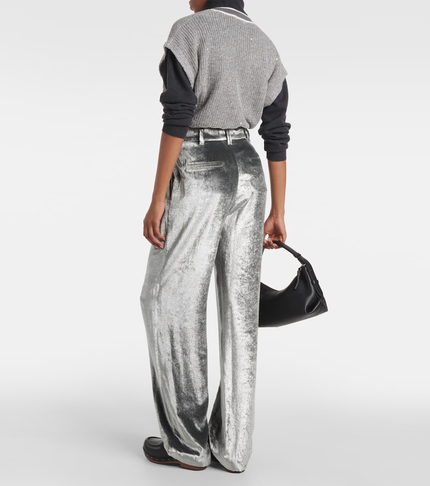 Velvet wide-leg pants