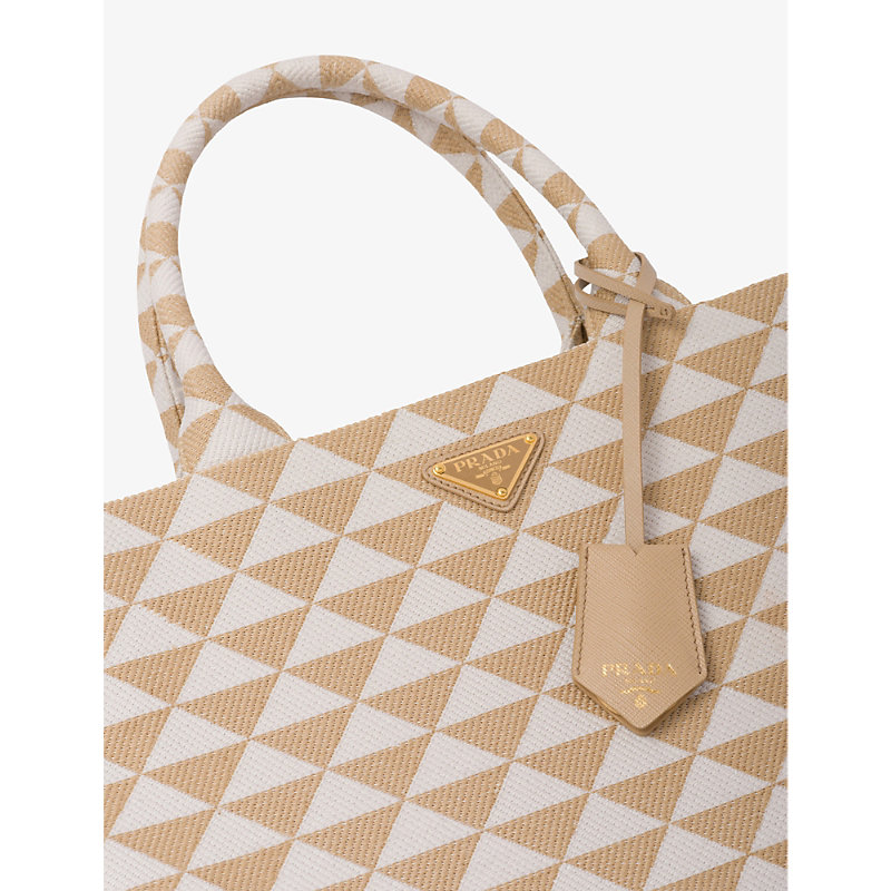 Womens Neutral Symbole Large Woven Tote bag 