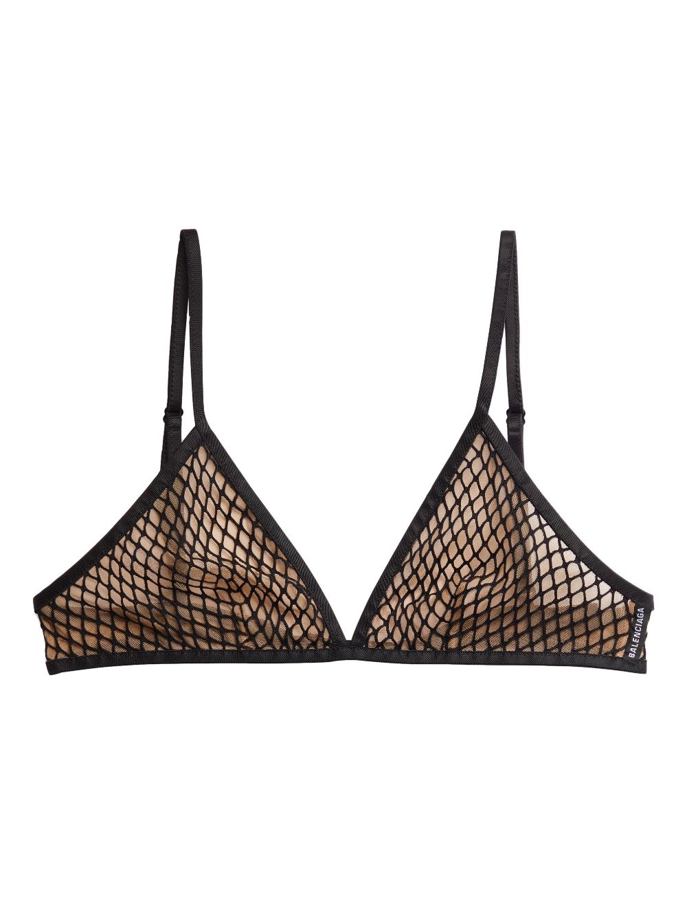 Mesh-detail triangle bra - Black