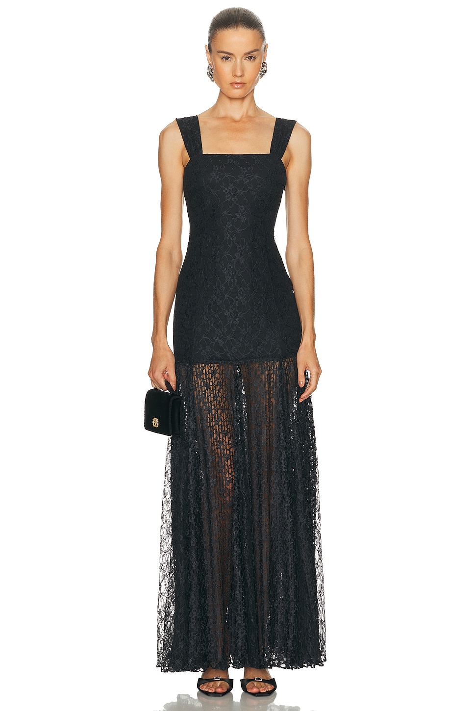 L'Academie Abri Gown in Black - Black. S also in XXS