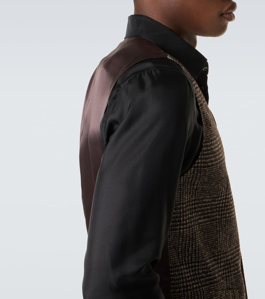 Checked single-breasted vest