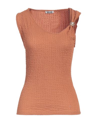 Woman Top Camel Size L Polyester, Elastane