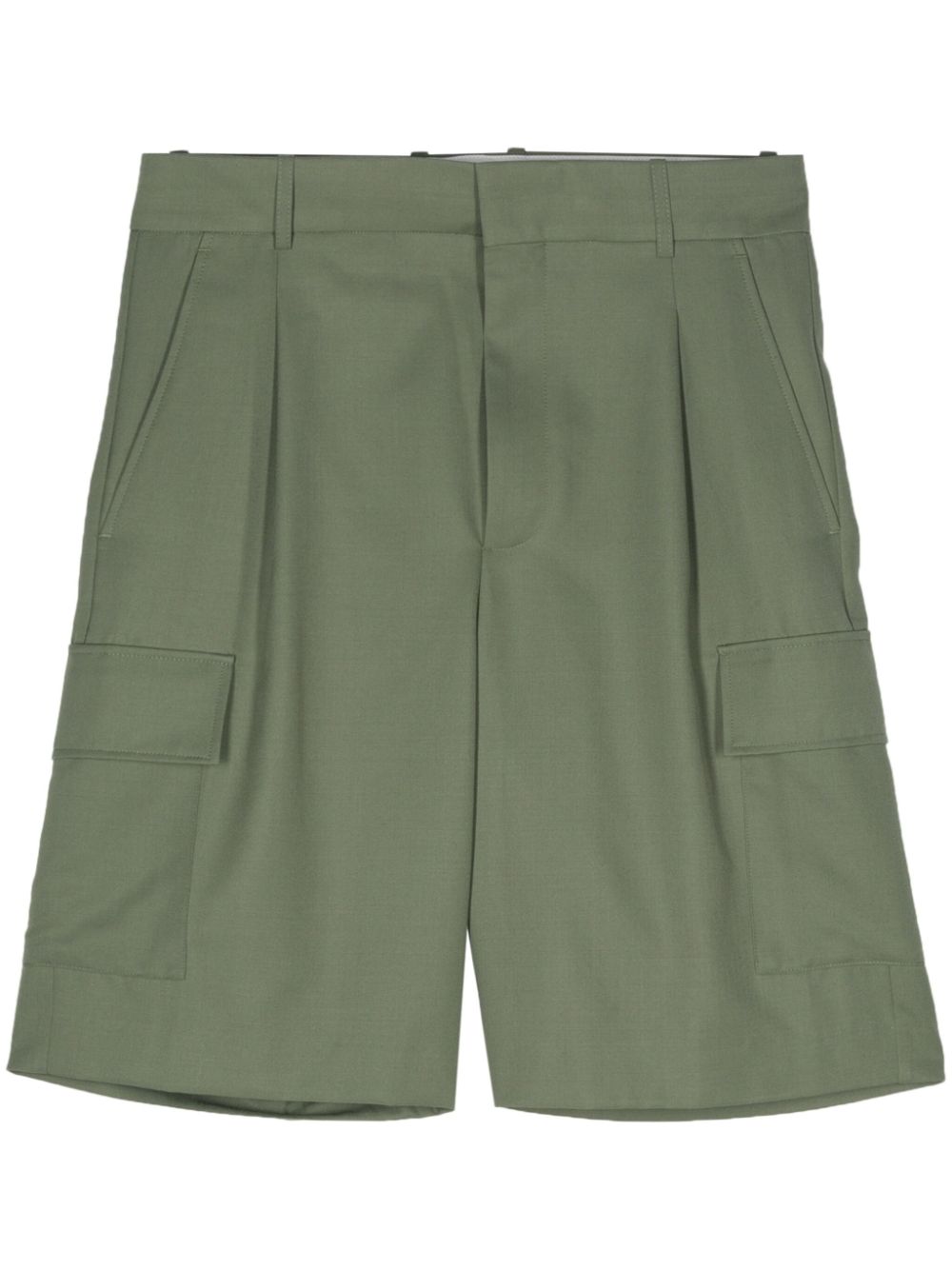 Pleat-detail cargo shorts - Green