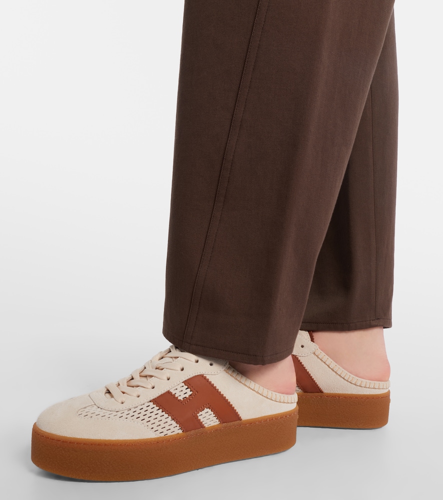 H698 suede platform mules