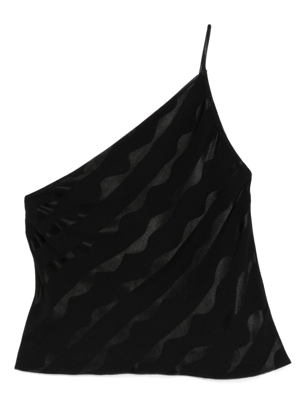 One-shoulder wave-pattern top - Black
