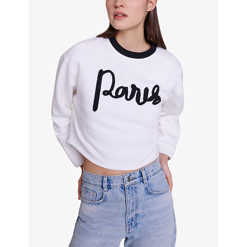 Womens Blanc Paris Text-embroidered Cotton Sweatshirt