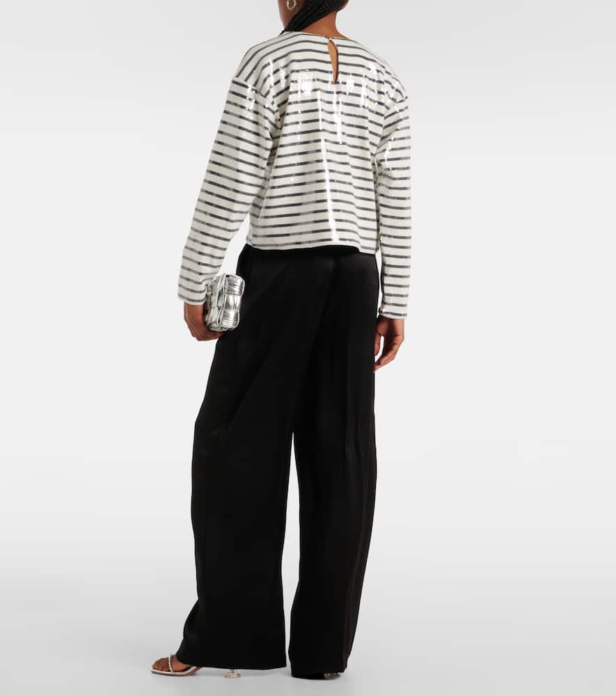 Sequined striped cotton top coat