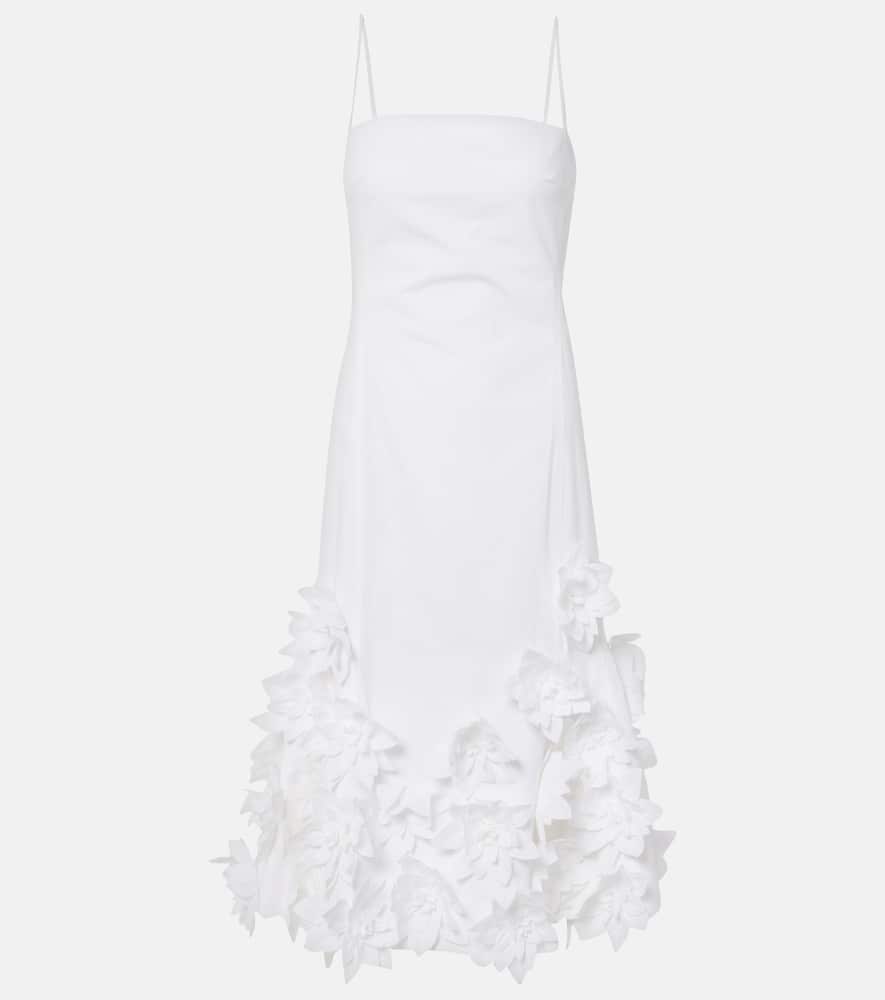 Bella floral-appliqué cotton midi dress