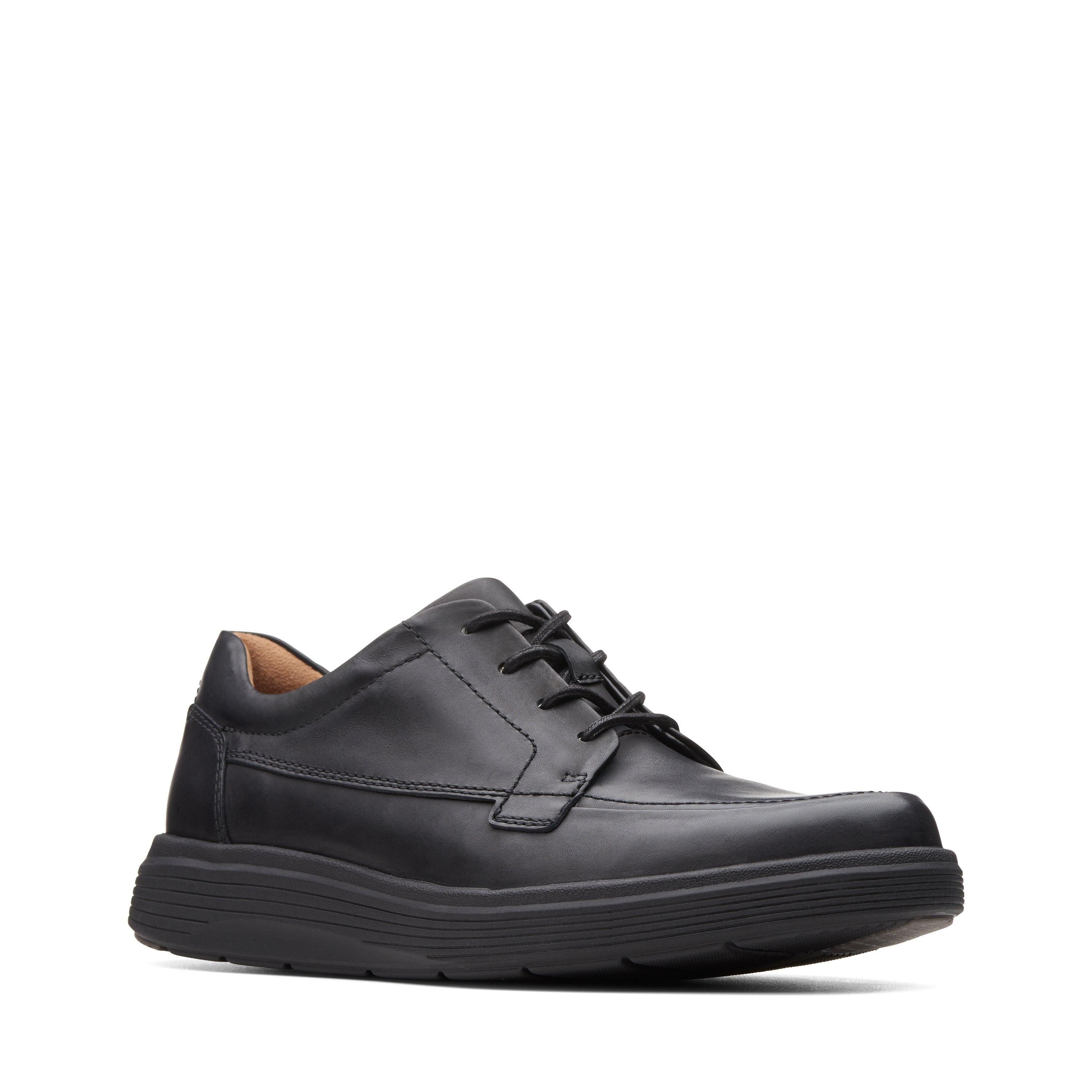 Clarks Men's Un Abode Ease Black Leather Derby Shoes, Lace Up | : 11/Wide Fit