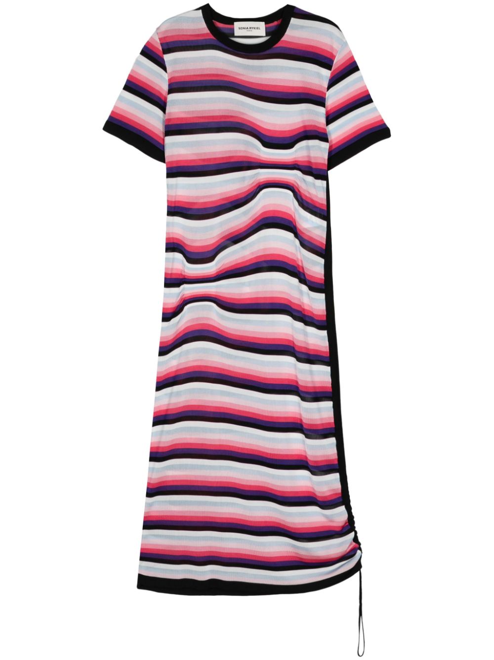 Striped asymmetric midi dress - Pink