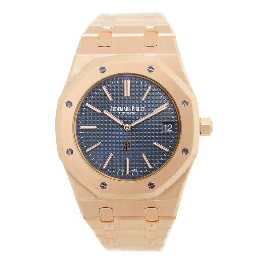 Extra-Thin Royal Oak Automatic Blue Dial 18 kt Rose Gold Mens Watch 15202OR.OO.1240OR.01