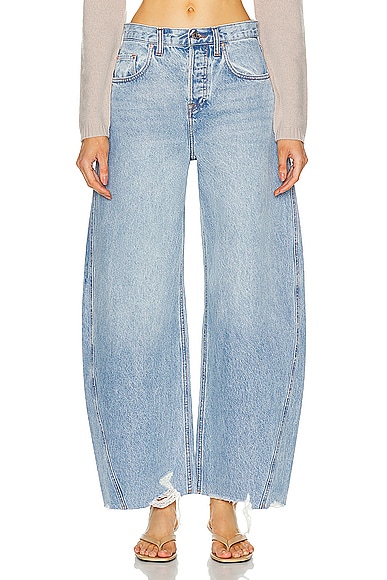 GRLFRND Paola Barrel Leg Jean in Skyline - Blue. 23 also , 25, 26, 27, 28, 29, 30