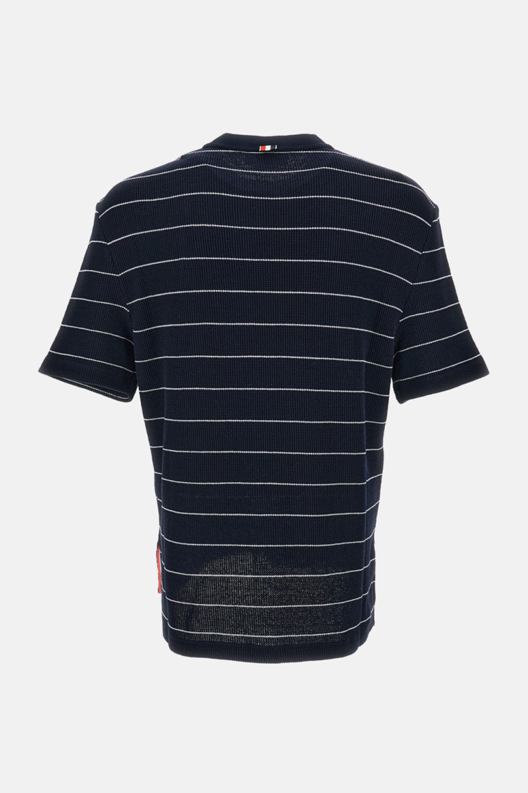 Short Sleeve Tee In Textured Stripe Waffle