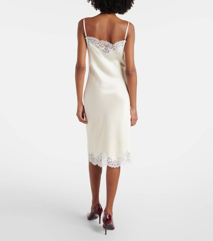 Lace-trimmed satin slip dress