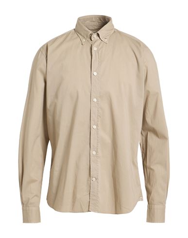 Man Shirt Beige Size 16 Cotton, Elastane