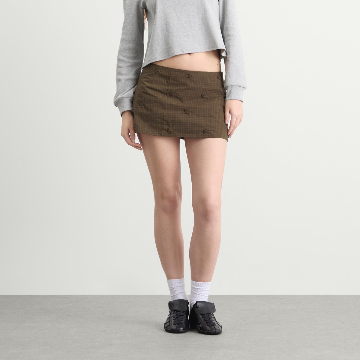 Women's Rosette Mini Skirt in Ivy Check