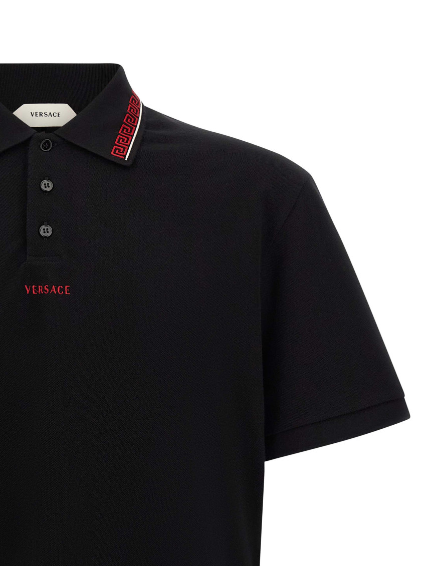 Versace - polo shirt greca motif contrast collar