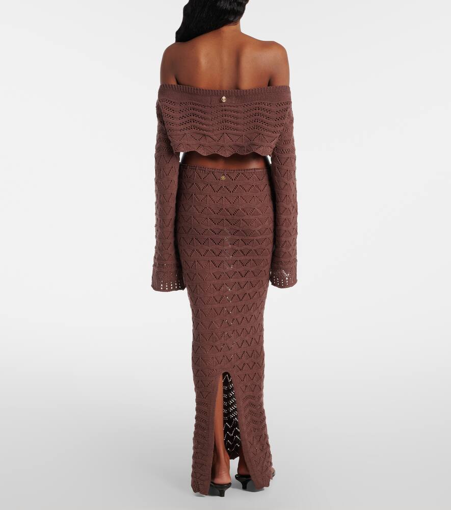 Helena cotton-blend crochet maxi skirt