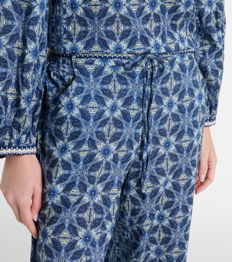 Kendra printed cotton wide-leg pants