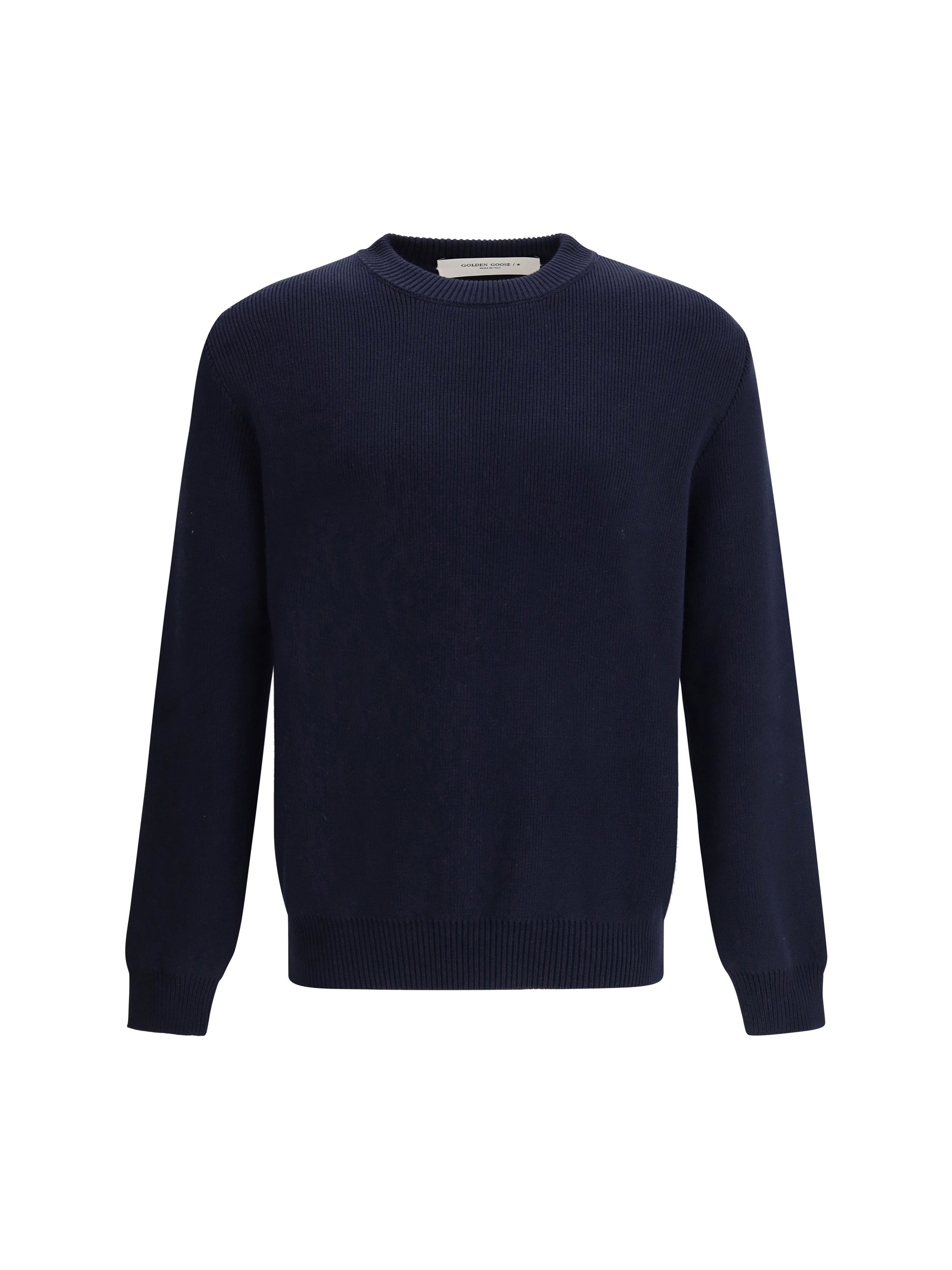 Ribbed Crew Neck Sweater — Navy