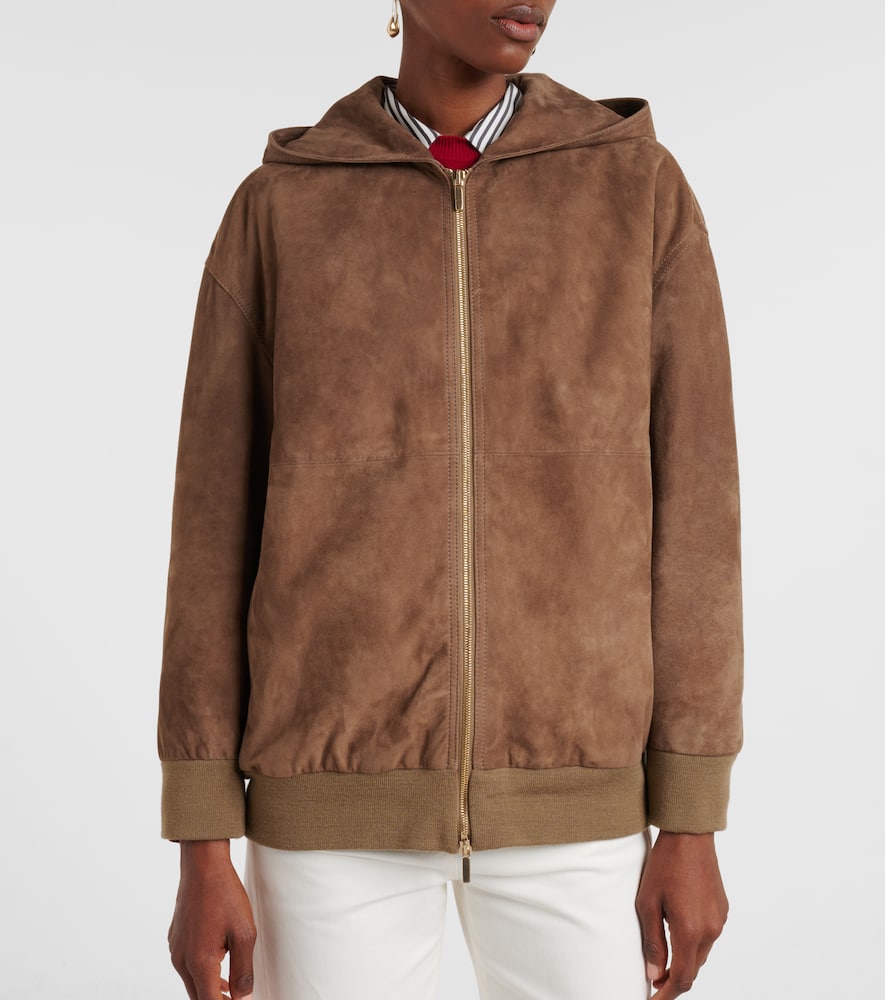 Hooded suede jacket