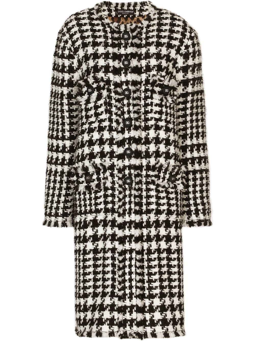 Tweed single-breasted coat - White