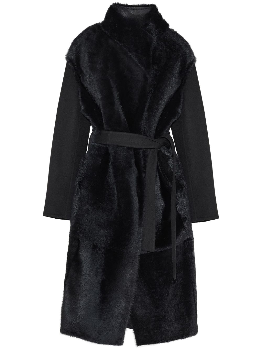 Double-sided lacon-lambskin coat - Black