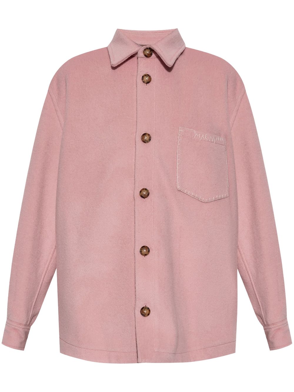 Logo-embroidered shirt jacket - Pink