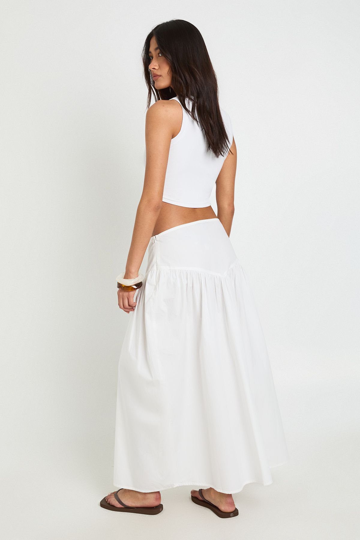 Boohoo Womens Button Waistband Maxi Skirt - White
