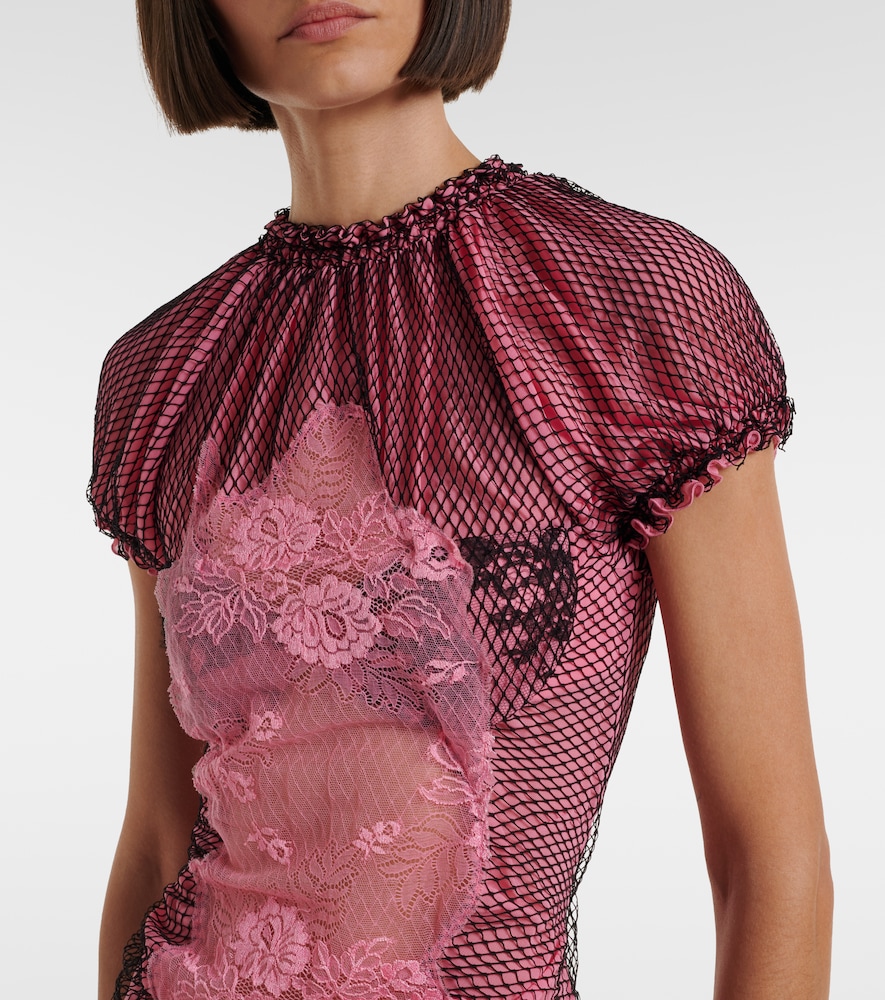 Sheer lace and mesh maxi dress