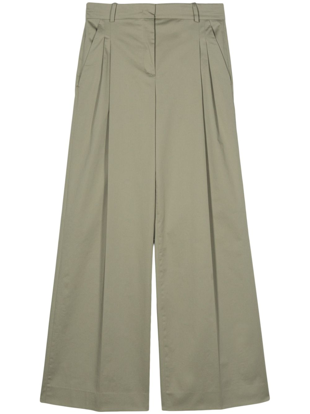 Poplin wide-leg trousers - Green