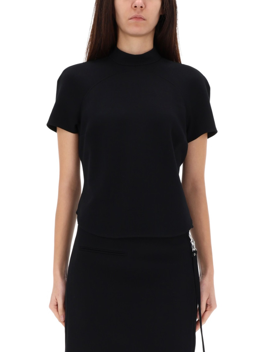 Black Solid Mock Collar Top