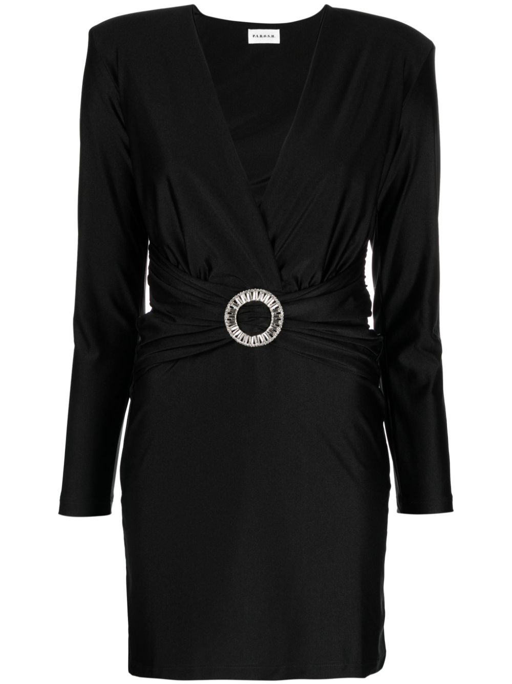 Buckle-detail high-shine finish minidress - Black