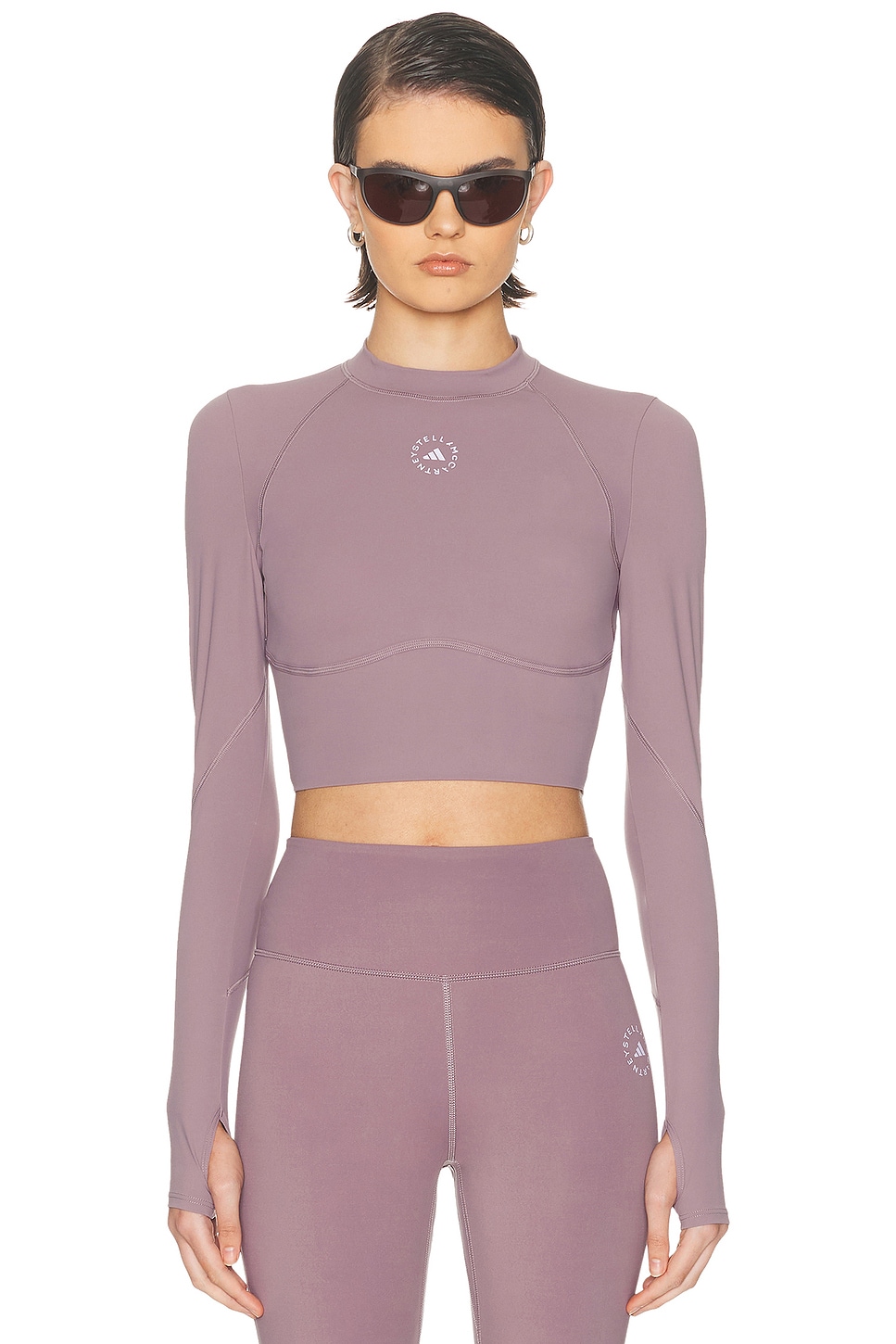 Adidas by Stella McCartney Long Sleeve Cropped Top in Legacy Purple - Purple. L also in M