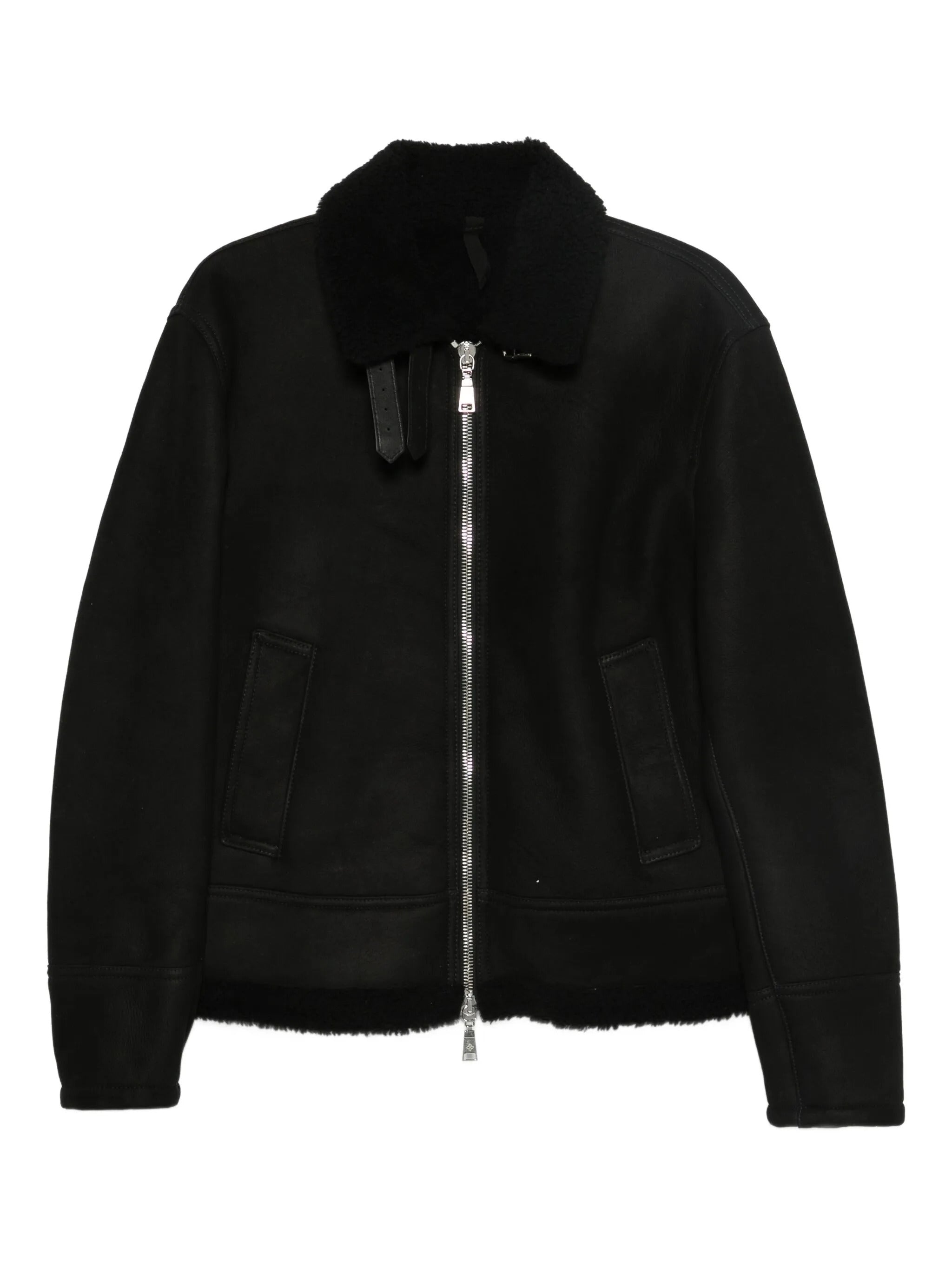 Men's Suede Jacket with Fur Lining - Adjustable Leather Belt