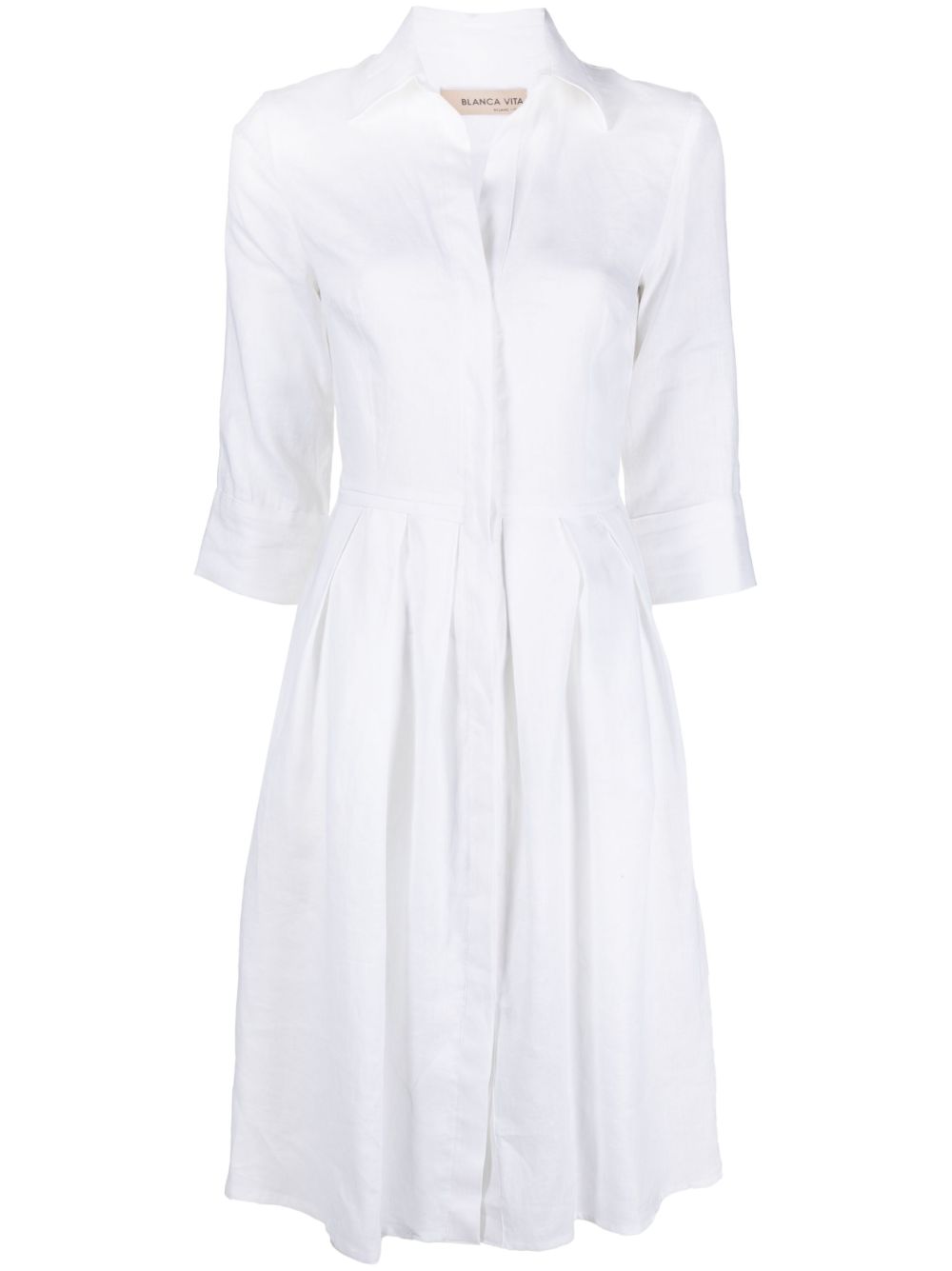 Long-sleeve shirt dress - White