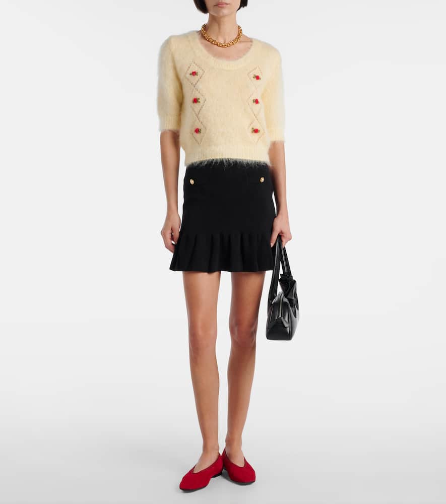 Embroidered mohair-blend sweater