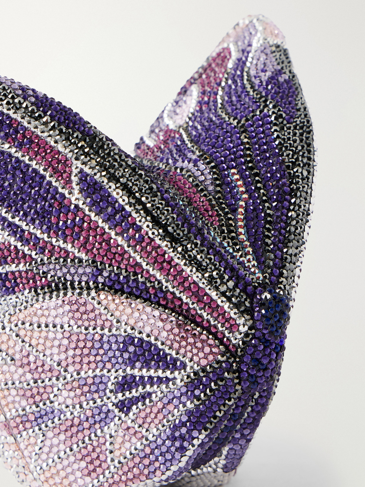 Butterfly Crystal-embellished Silver-tone Clutch - Purple