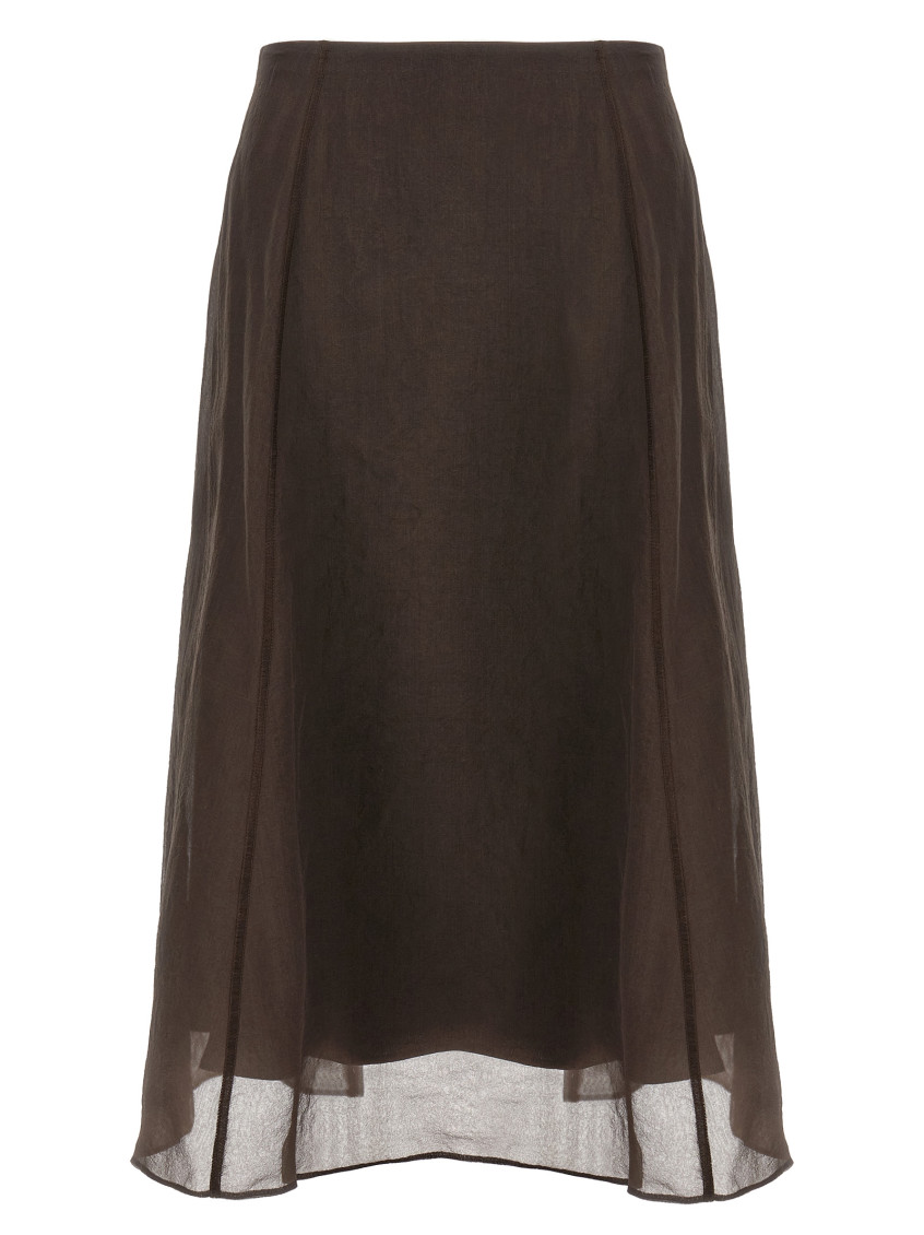 Silk midi skirt - Brown