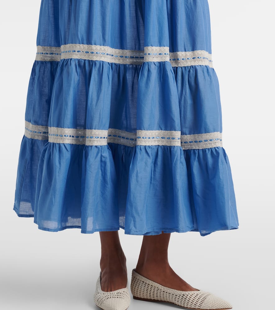 Aubrie lace-trimmed cotton voile midi dress