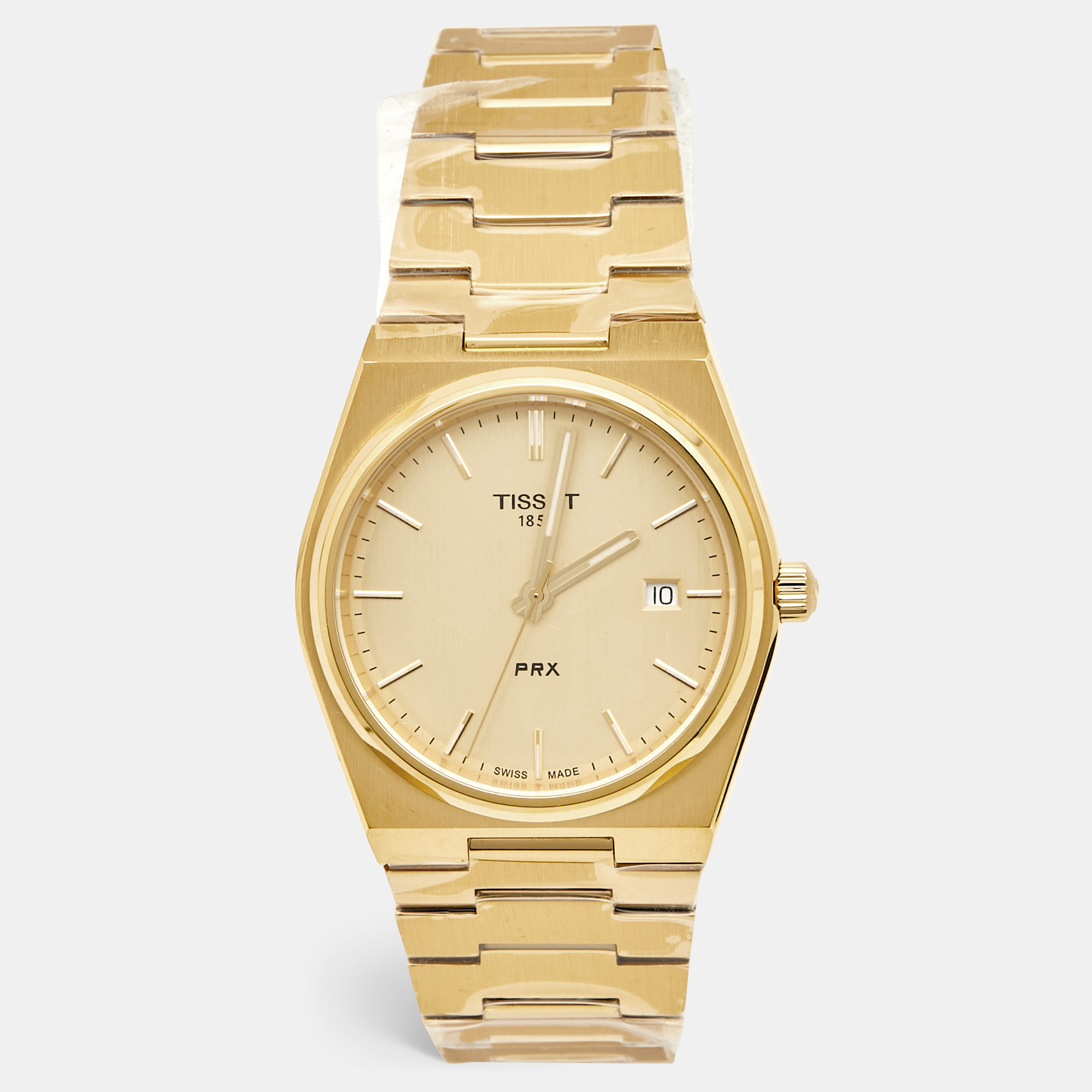 Tissot PRX T137.410.33.021.00 Champagne Dial Yellow Gold PVD Coated Stainless Steel Men's Wristwatch