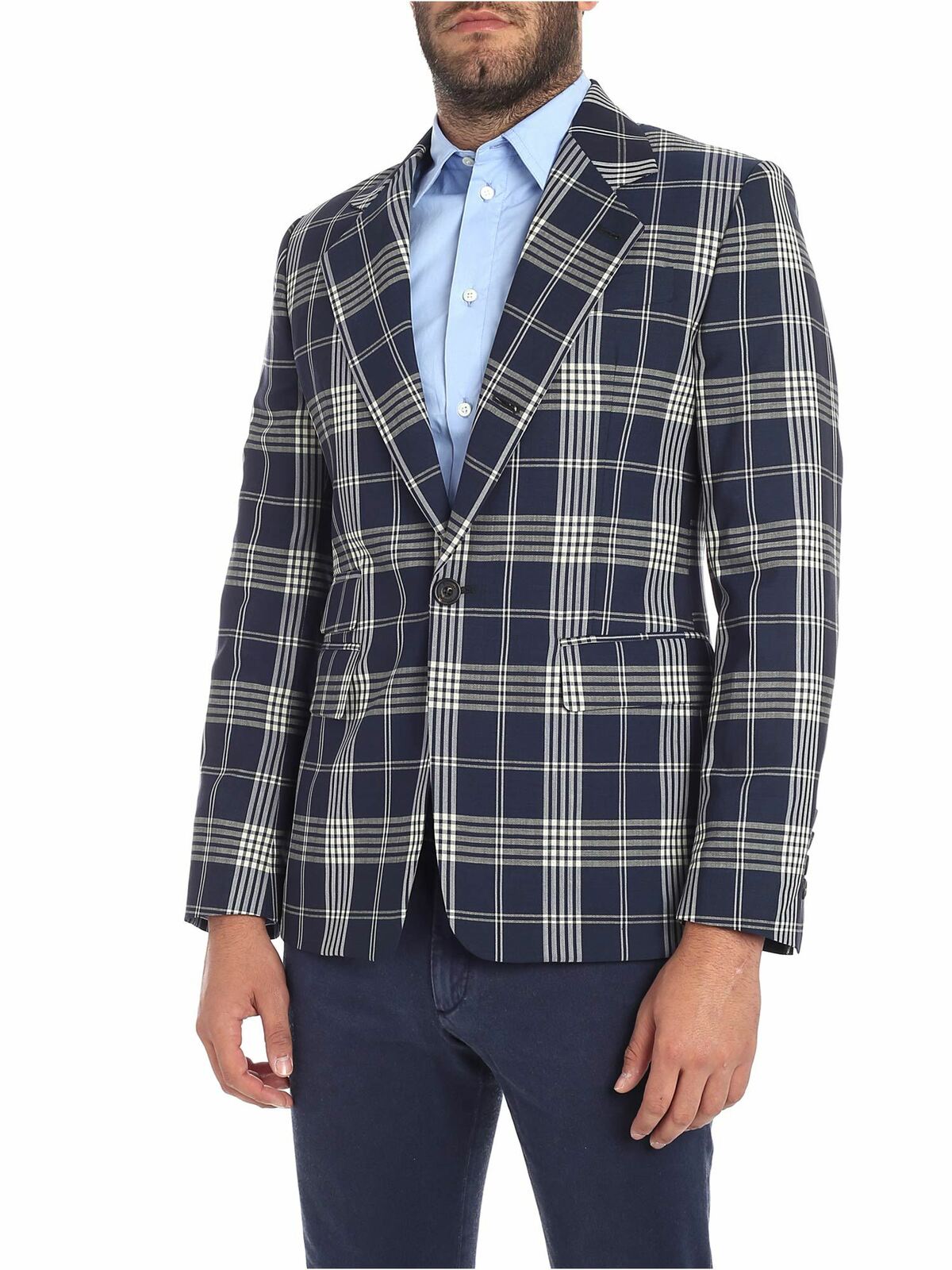 Blue tartan printed jacket