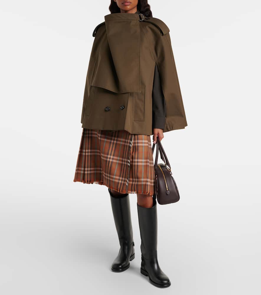 Check wool midi skirt